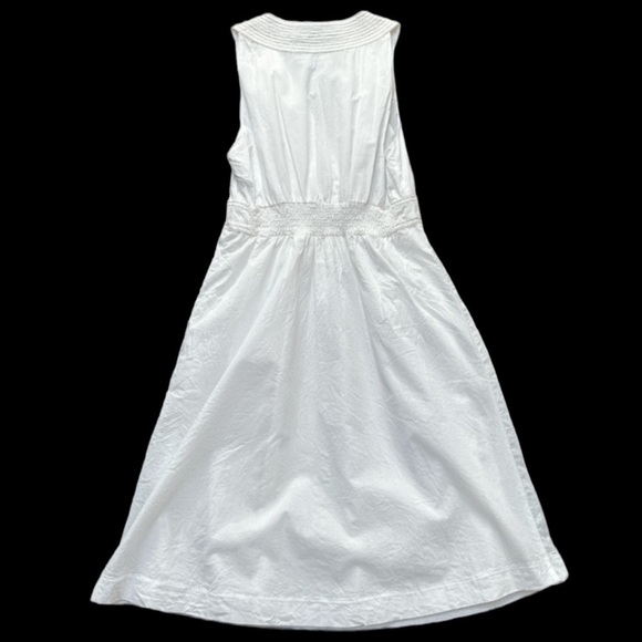 Tommy Hilfiger Surplice Top Smocked Back Collared Sleeveless Lined Cotton Dress - Picture 6 of 12